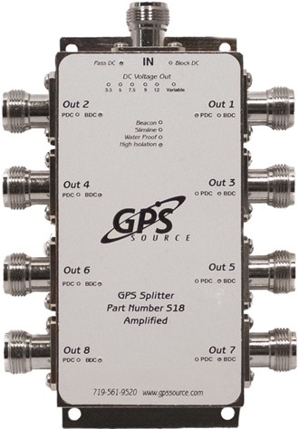 GPS splitter 8-utganger med 18 dB forsterker