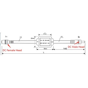 Adapterkabel trådløs HD kamera 24-48/12VDC